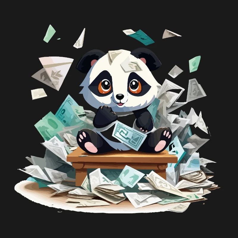 Pluie d’argent panda à la table