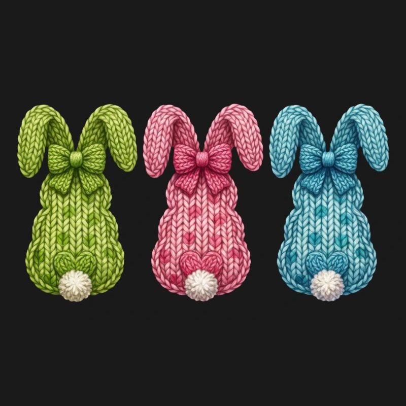 Easter Three Easter bunnies from behind in a row