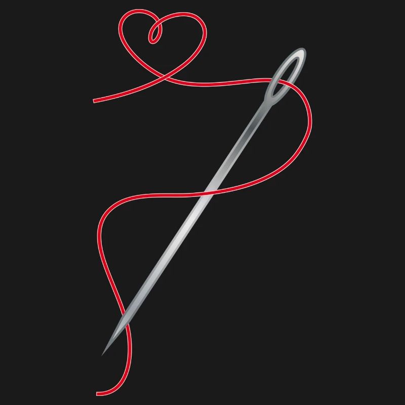 Needle and sewing thread with heart