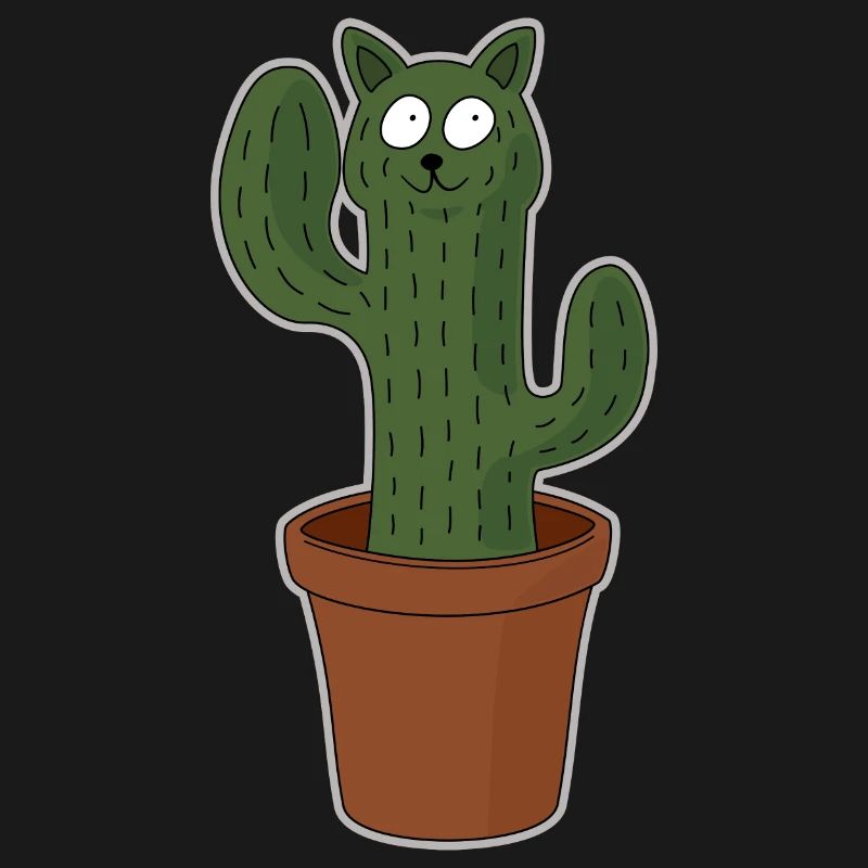 Chat comme cactus dans un pot de fleurs