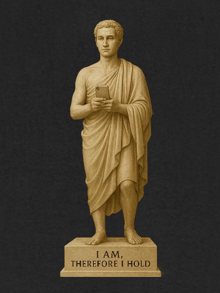 Antike Statue mit Smartphone Motiv