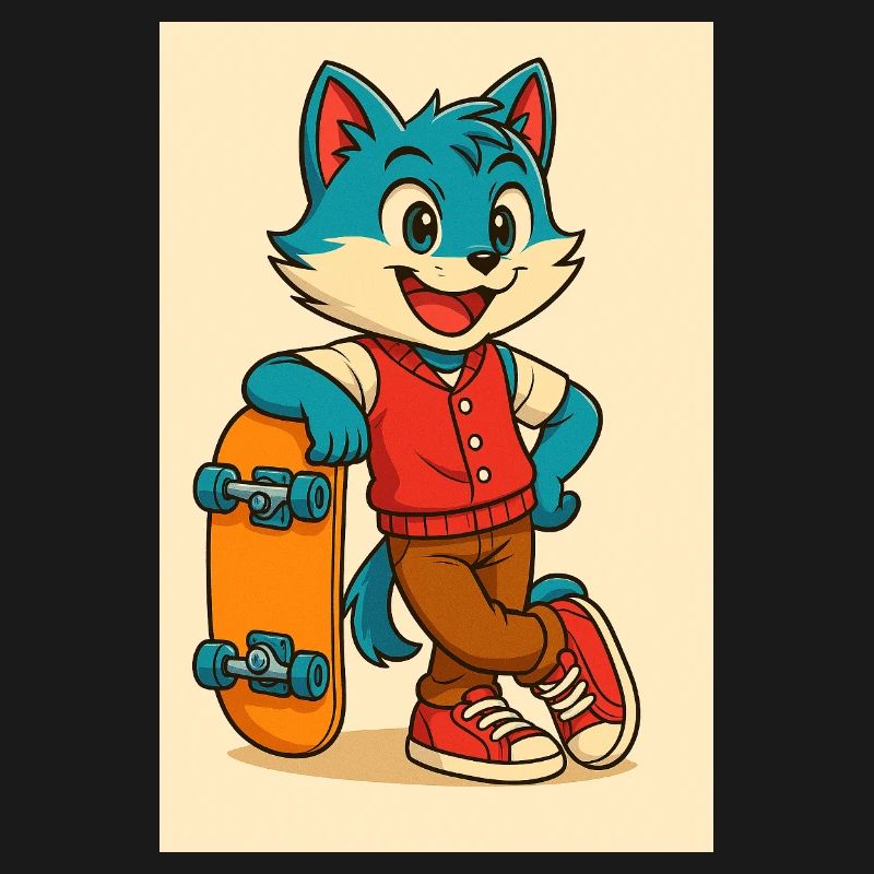 Scooter Fox with Skateboard