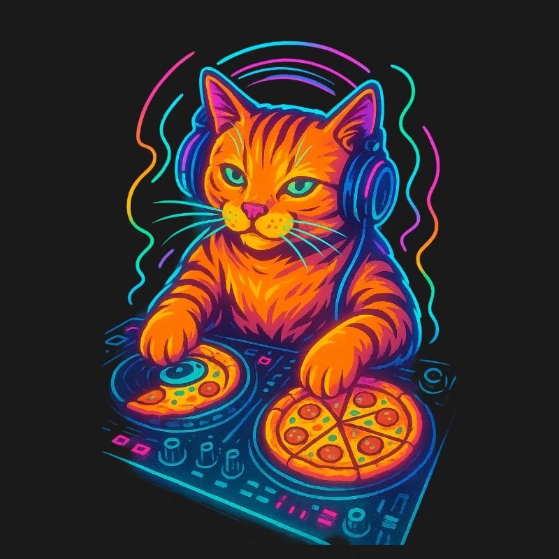 Neon DJ Cat Design