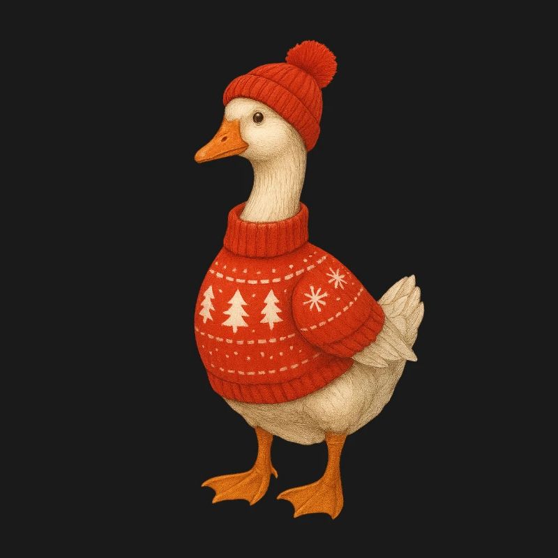 Gans im Strickpullover