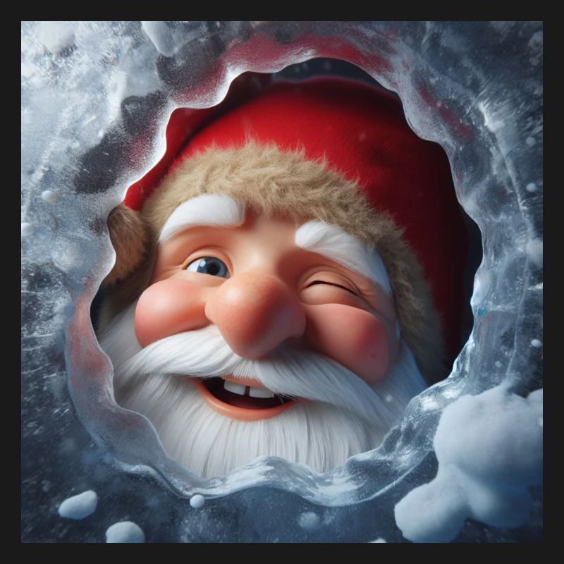 Imp looking through ice laughing