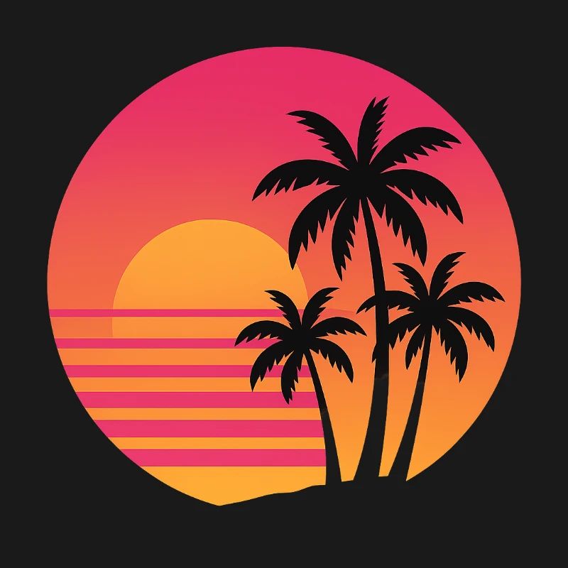 Retro Sunset Palm Trees | 80s Beach Vibes