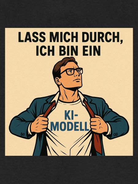 Humorvoller KI-Modell Heldenkleidung