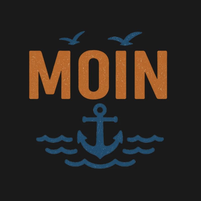 Conception de moin maritime avec ancre et oiseaux