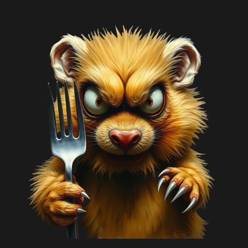 Horror-Hamster mit Gabel