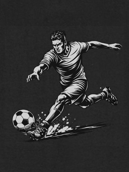 Dynamischer Fußballer im Comic Stil