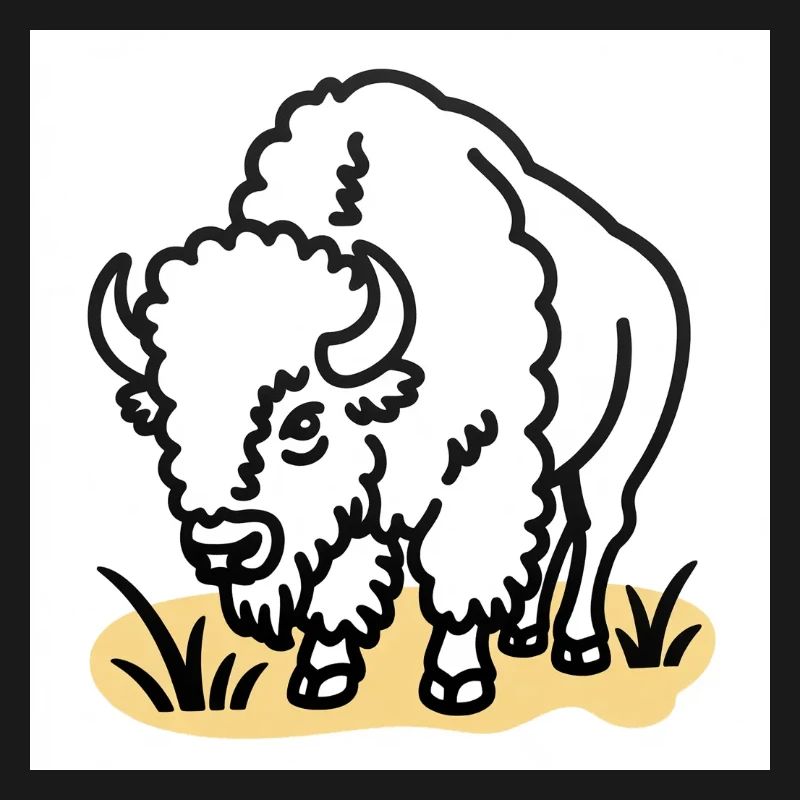 Bison on yellow grass