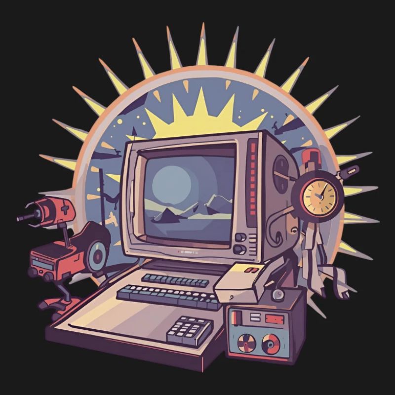 Futuristischer Computer mit Retro-Elementen