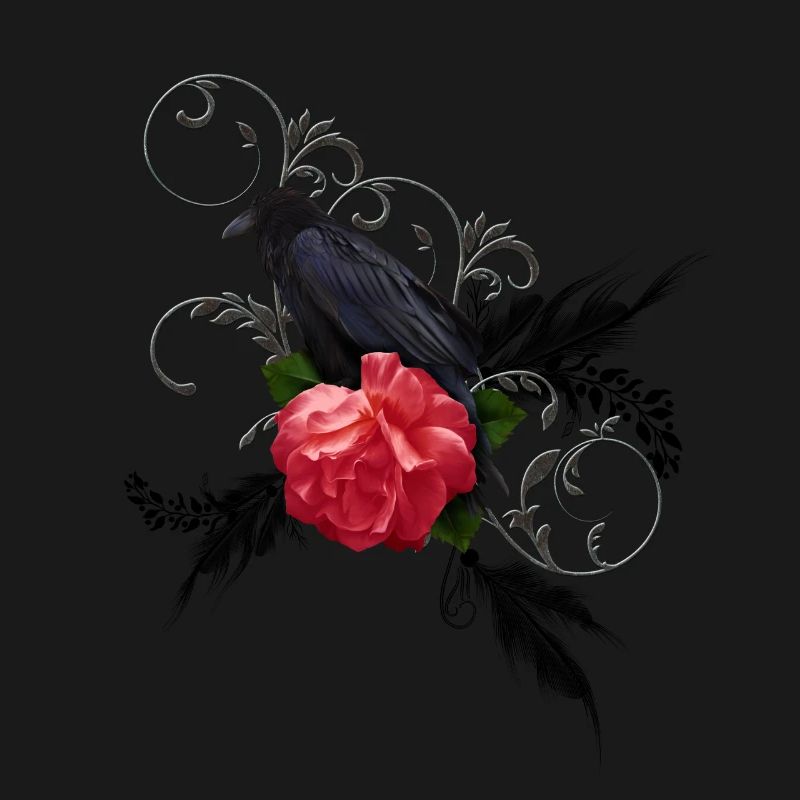 Wunderbare Krähe mit Rose