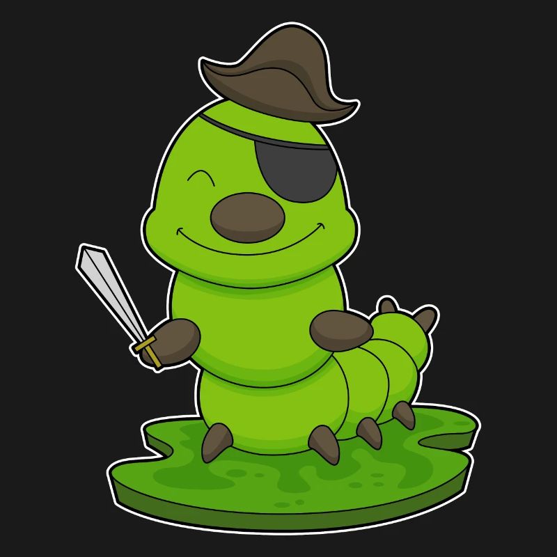 Chenille en pirate avec une épée