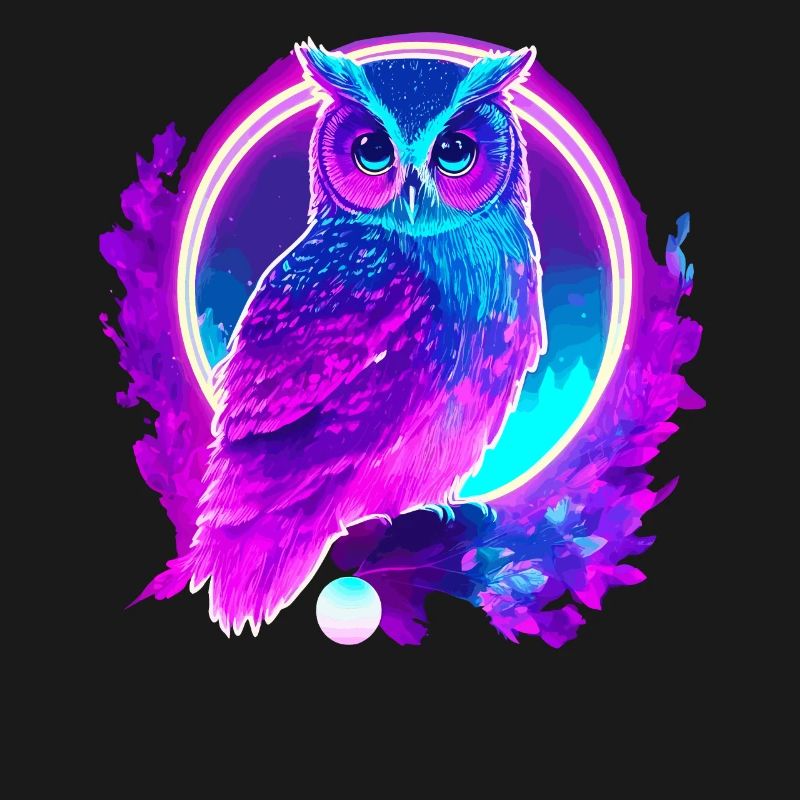 Eule Neon Moon Synthwave