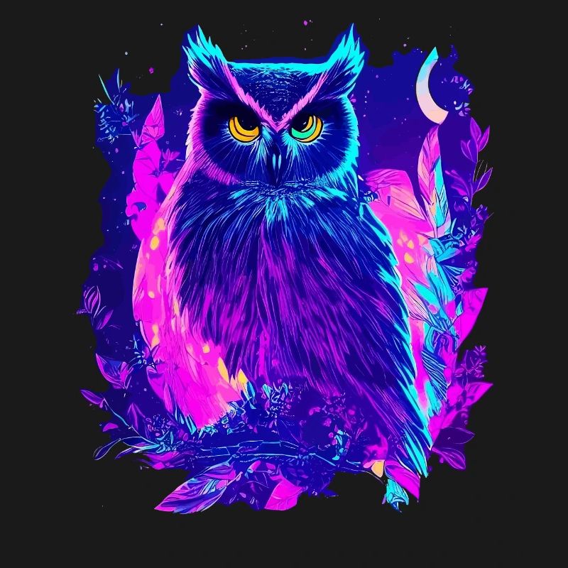 Neon leuchtende Eule Synthwave