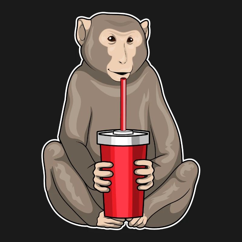 Monkey drinking cup