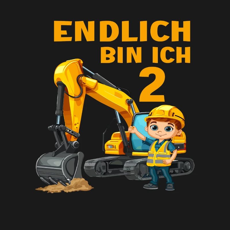 2 Geburtstag Baggerfahrer Bagger Bauarbeiter