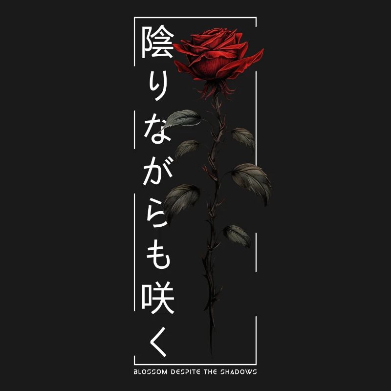 Blossom Despite The Shadow Rose Japanese Script