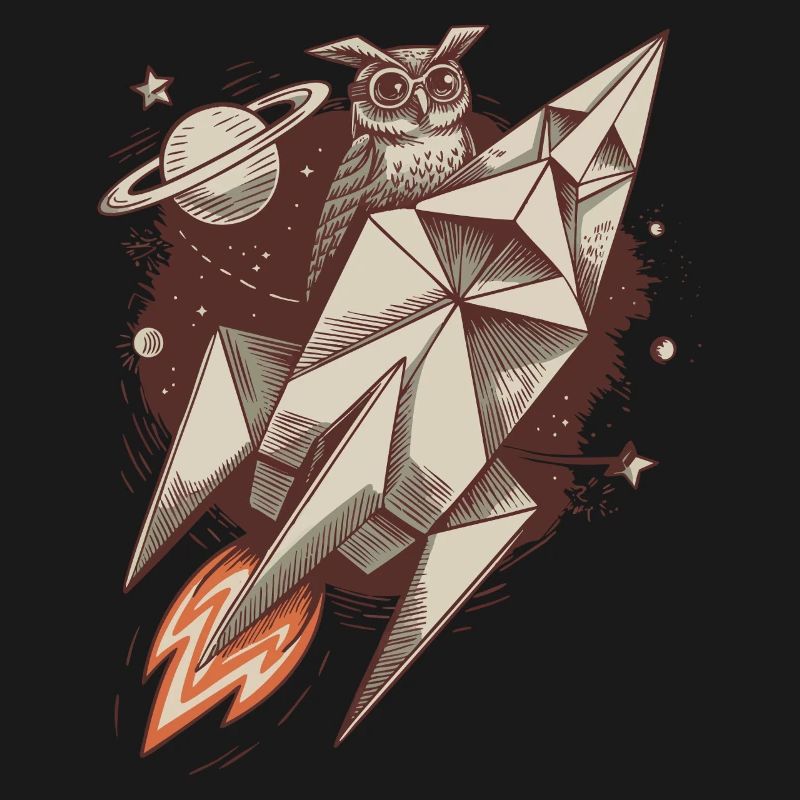 Weise Eule auf einer Rakete - Cosmic Adventure