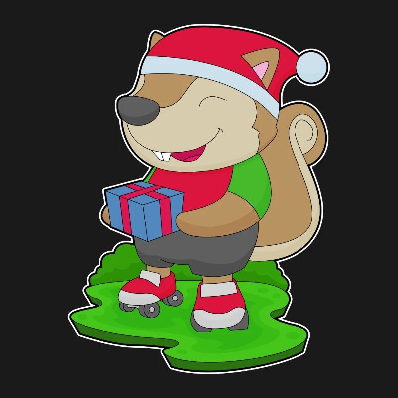Squirrel Christmas Inline skating