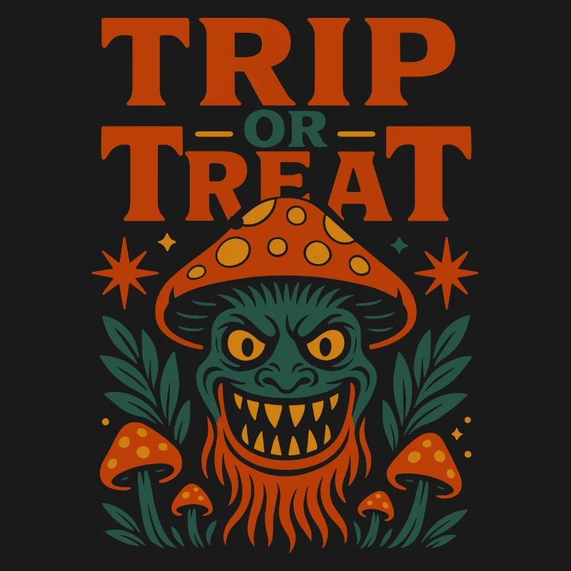 Trip oder Treat Psychedelisches Pilzmonster