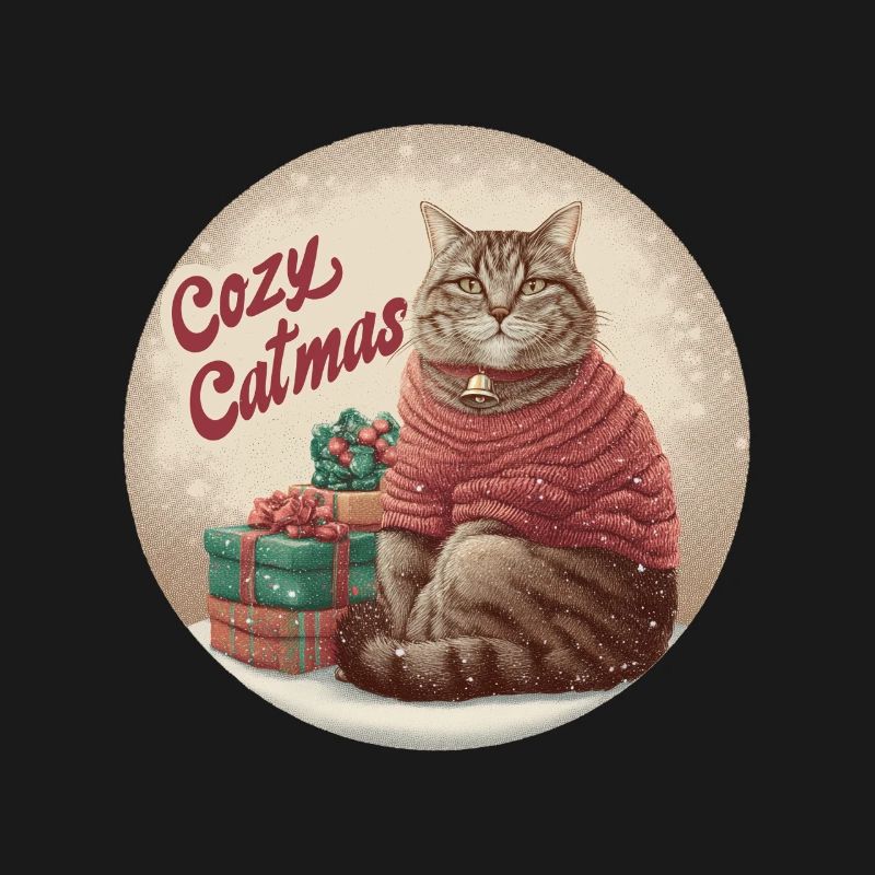 Weihnachtskatzen-Shirt Cozy Tabby im Weihnachtsmann-Pullover
