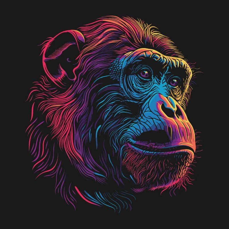 Neon Psychedelischer Affe