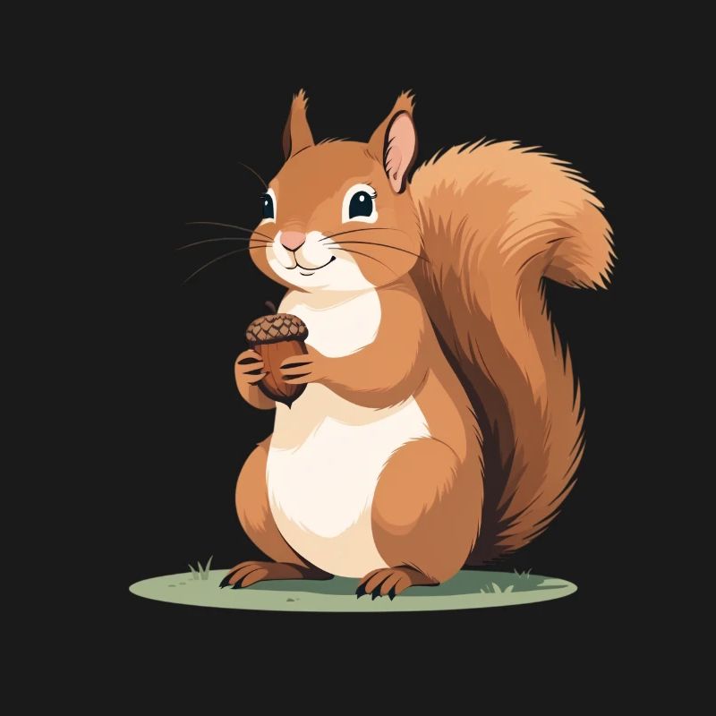 Eichhörnchen mit Eichel Karikatur