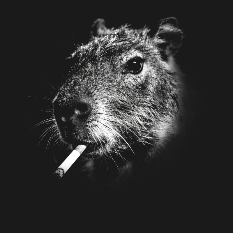 Rauchen, Zigarette, Capybara raucht eine Zigarette