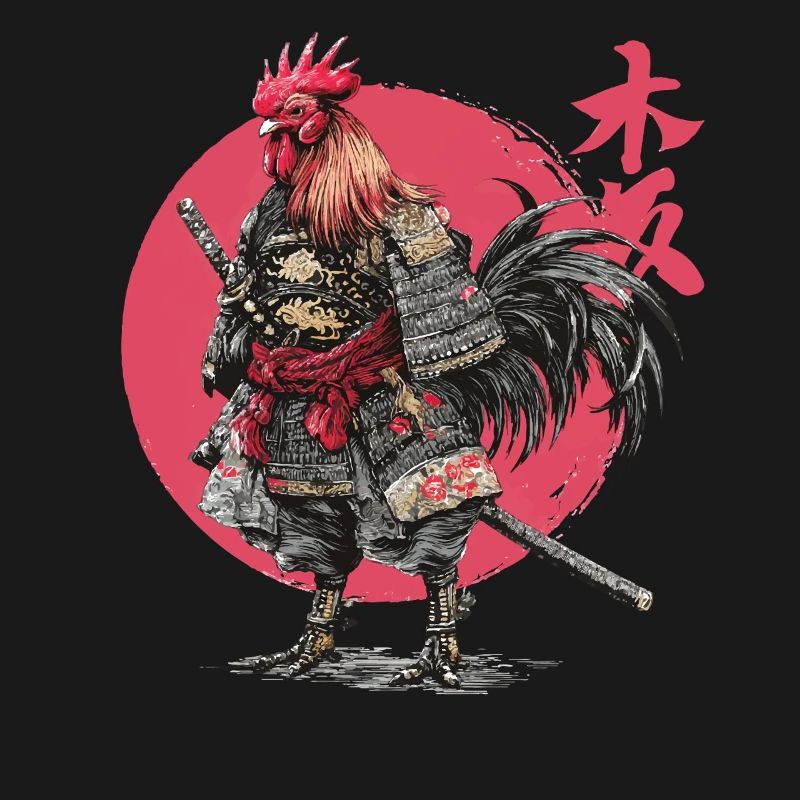 Rooster Samurai Armor Illustration