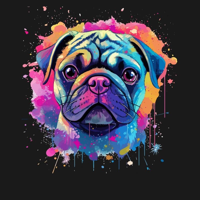 Lebendiges Mops-Splash-Porträt