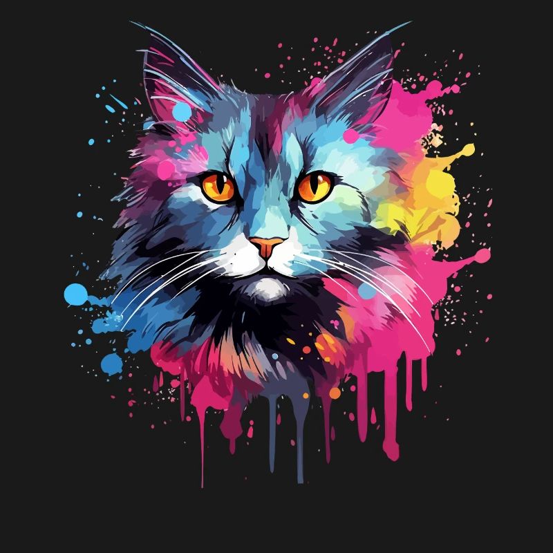 Visage de chat américain à queue courte avec des éclaboussures colorées