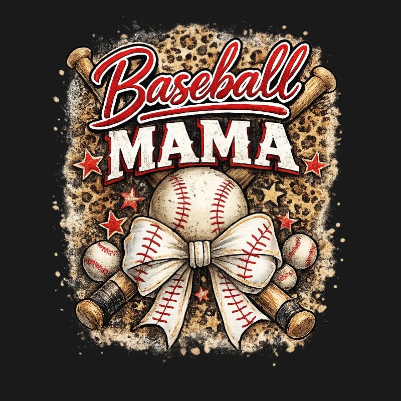 Baseball Mama Schleife Leopard Muttertag Sport 