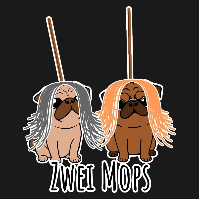 Zwei Mops - Hunde oder Putzgeräte? Hunde Humor?