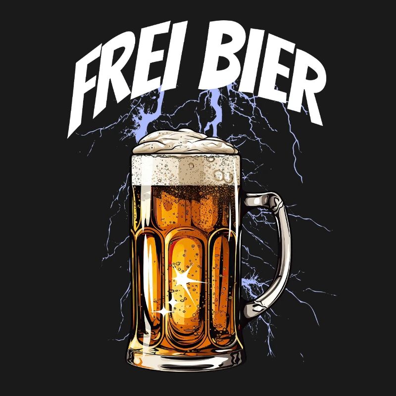 Blitzender Bierkrug mit Frei-Bier-Text