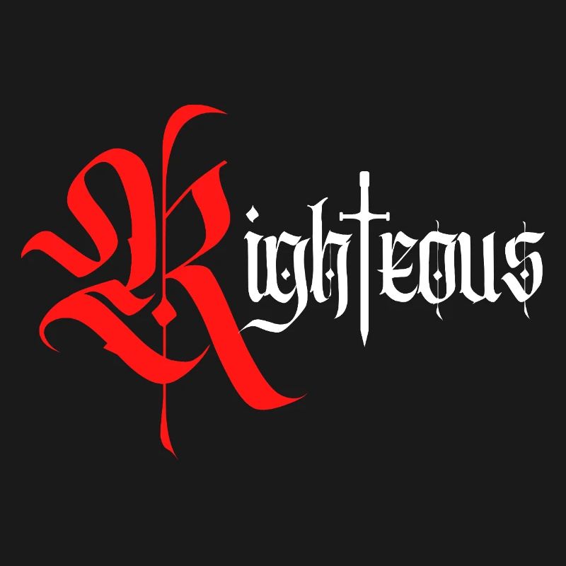 Gothique Righteous Design avec épée avec texte blanc