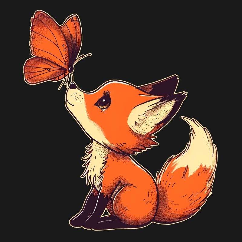 Fuchs mit Schmetterling