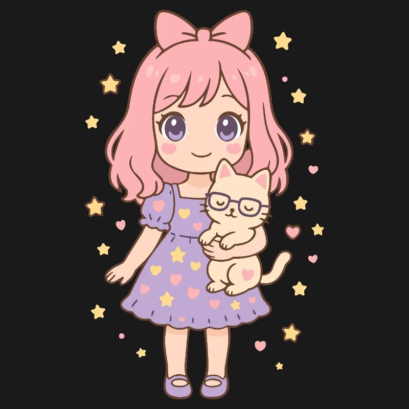 Kleines Mädchen mit Katze von Helfspawn