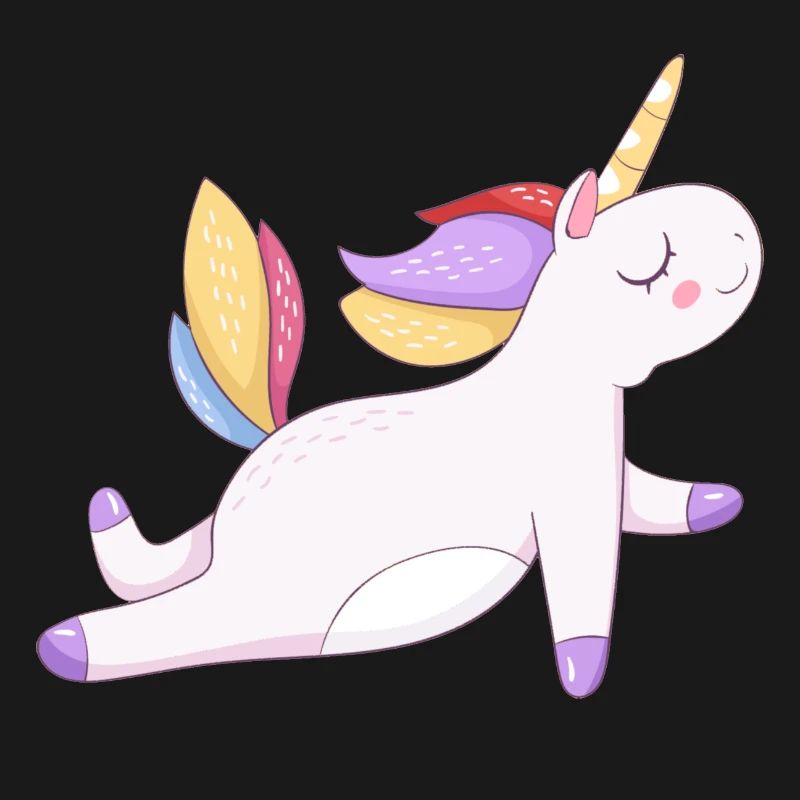 Buntes Einhorn sitzend, Pastellmuster