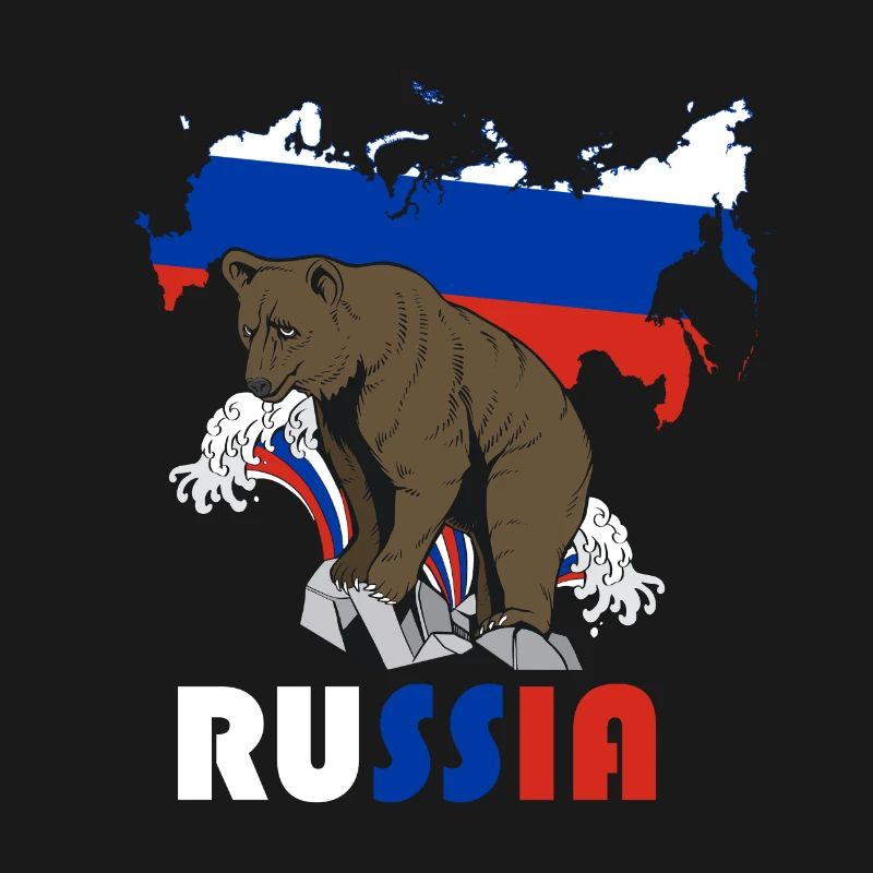 Russie conception de l’ours avec carte et drapeau