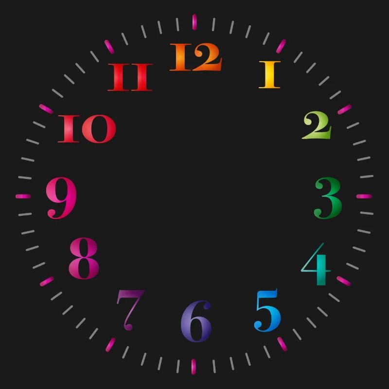 Dial with colored digits without clock hands