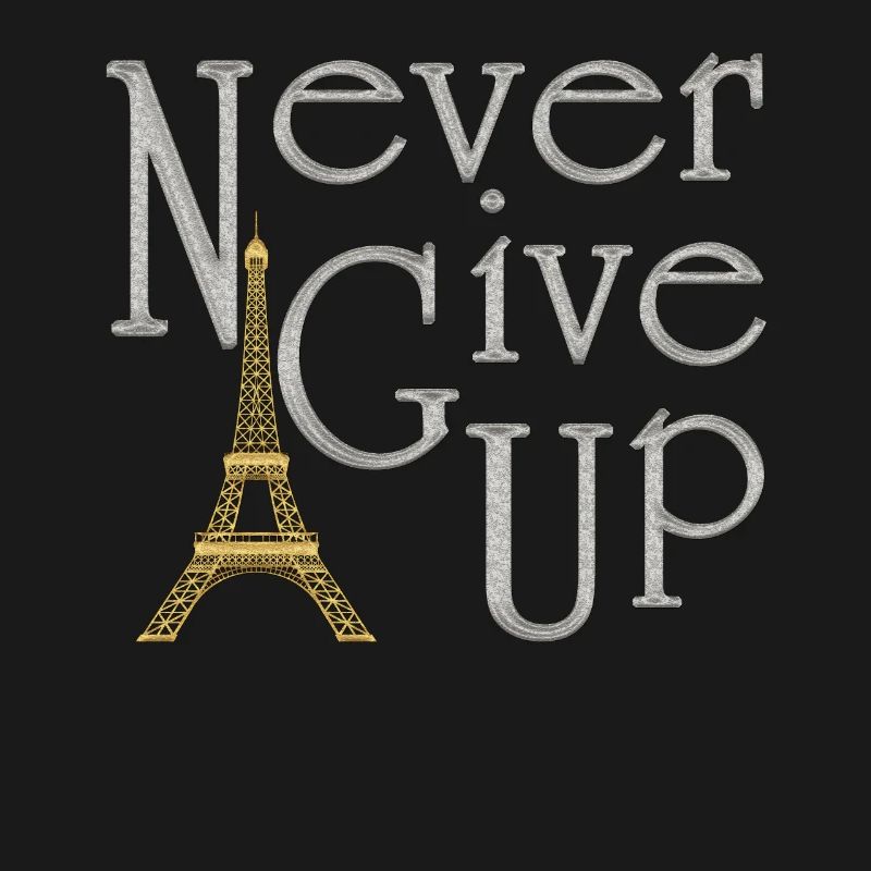 NEVER GIVE UP Silber Eiffelturm Gold