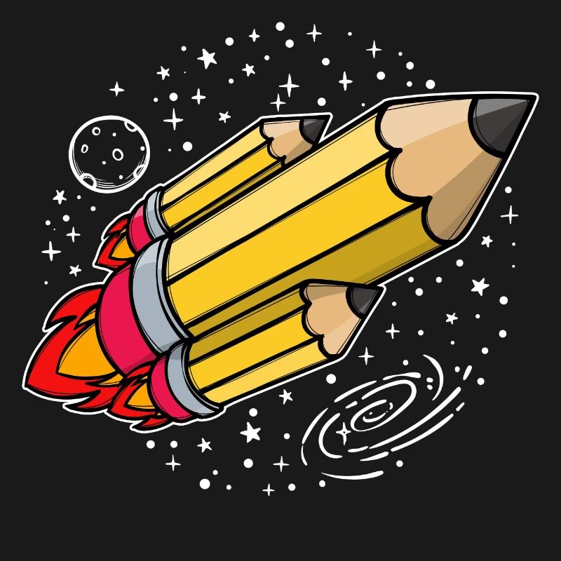 École début d’école crayon fusée lancement de l’école