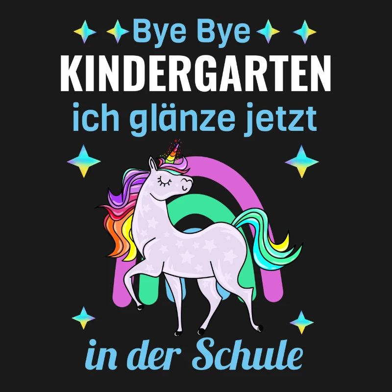 Bye Bye Kindergarten Glitzer Einhorn Einschulung