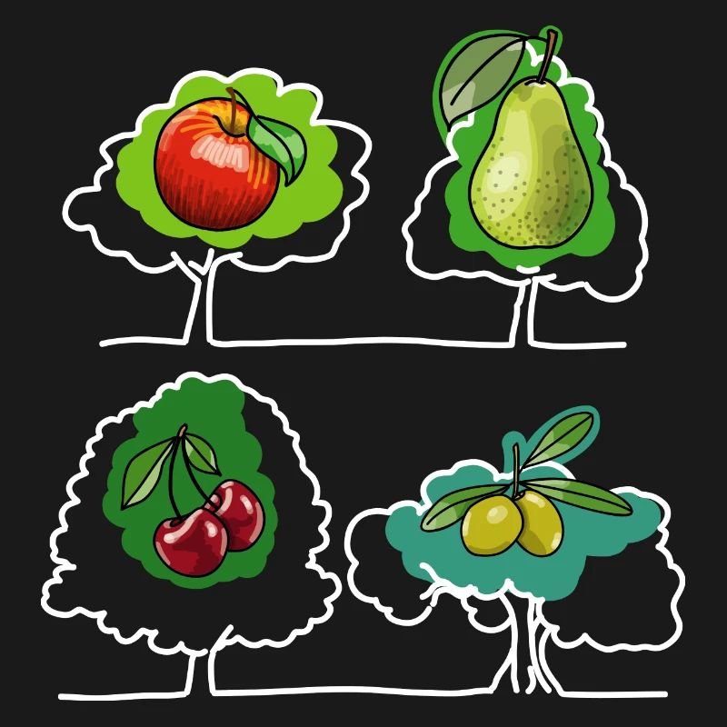 Apfel, Birne, Kirsche