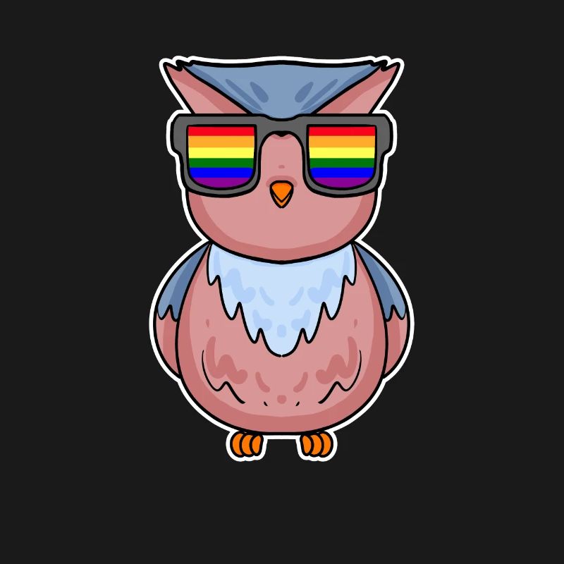 Regenbogen - Eule mit Brille