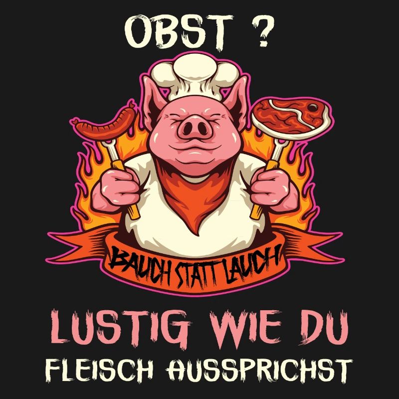 Witziges Schwein mit Fleischspruch