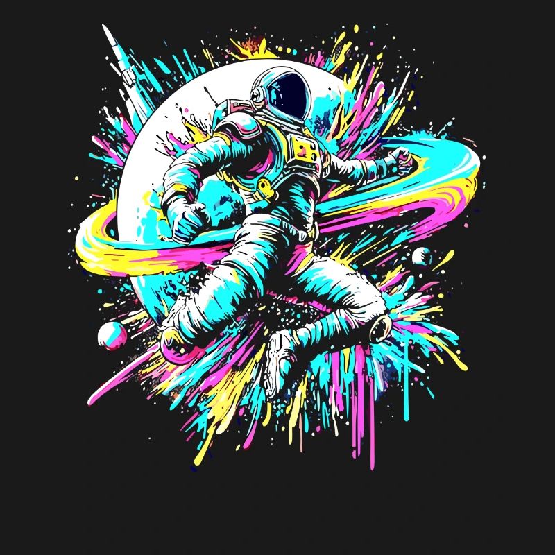 astronaute, coloré, couleur, explosion, graffiti, espace