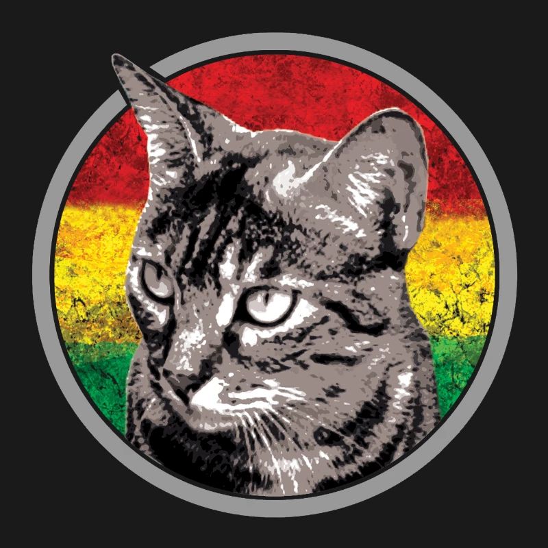 Visage de chat avec drapeau reggae